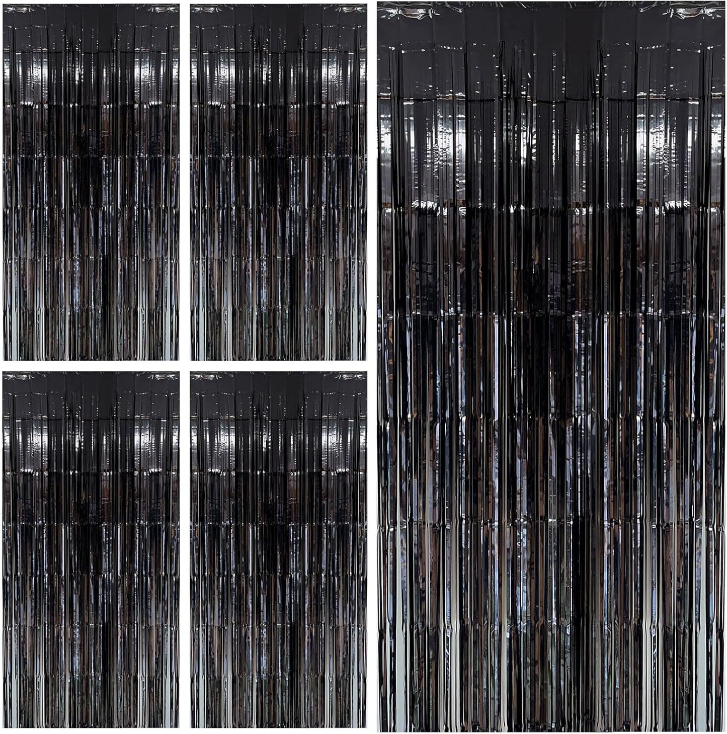 Black Party Streamers Foil Fringe Backdrop Curtains Tinsel Streamers Birthday Party Decorations Fringe Backdrop for Birthday Party Graduation Bridal Shower