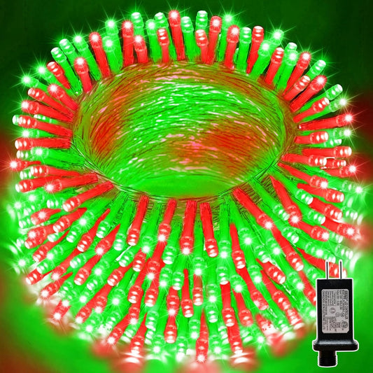 LAMPHOME 33ft Christmas Decorative Mini Lights, 100 LED Transparent Wire Fairy Starry String Lights Plug in, 16 Lighting Modes, for Indoor Outdoor Xmas Tree Wedding Party Decoration (Red+Green)