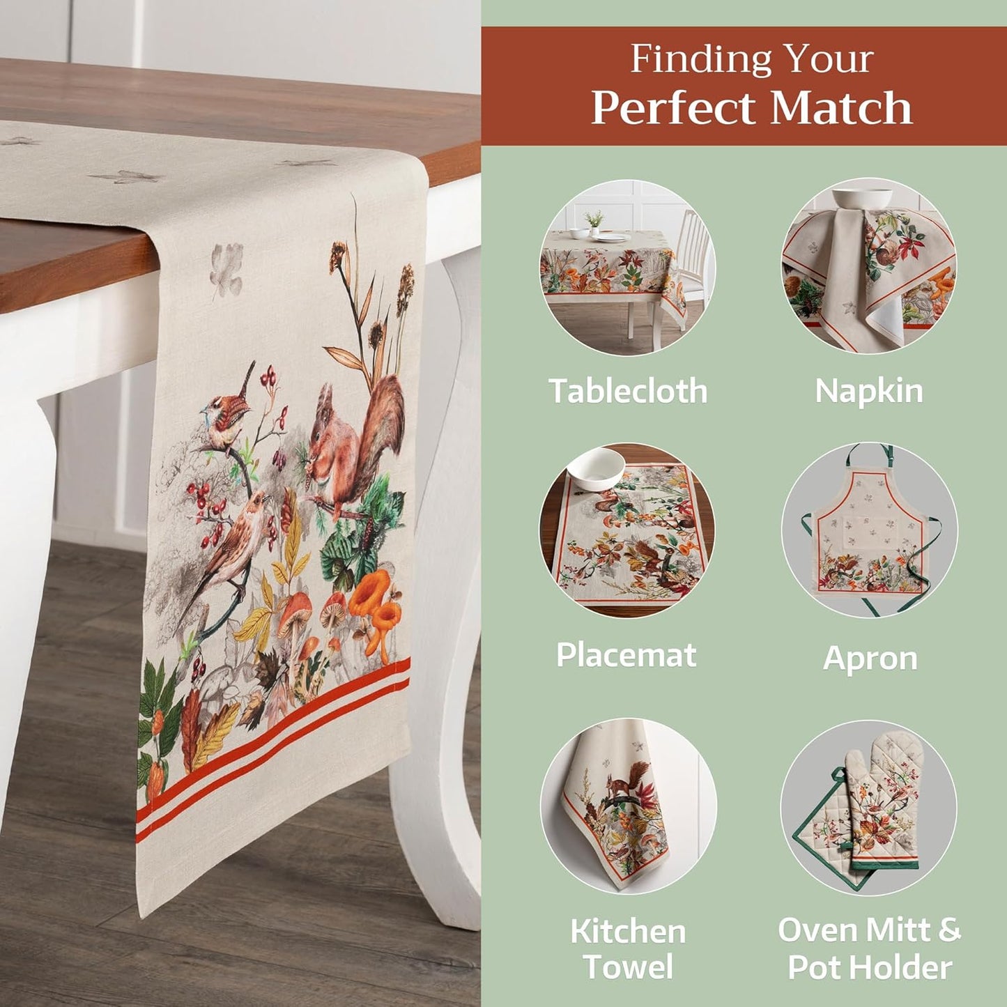 Maison d' Hermine Table Runner 100% Cotton Double Layer Table Runners 108 inches Long for Thanksgiving Christmas Decorations Home Kitchen Dining Party Wedding (Recolte, 14.5" x 108")