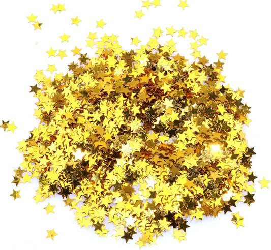 Tegg Star Confetti 30 Grams 6mm Gold and Silver Stars Sequin Metallic Foil Confettis Sprinkles for Wedding Anniversary Birthday Party Table Decoration