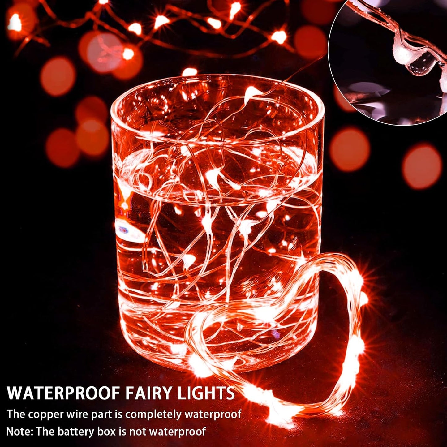 8 Pack Red Fairy Lights 7Ft 20 LED Twinkle String Lights 3 Modes Battery Operated Waterproof Firefly Starry for Mason Jar Party Wedding Christmas Valentines Day Table Centerpieces