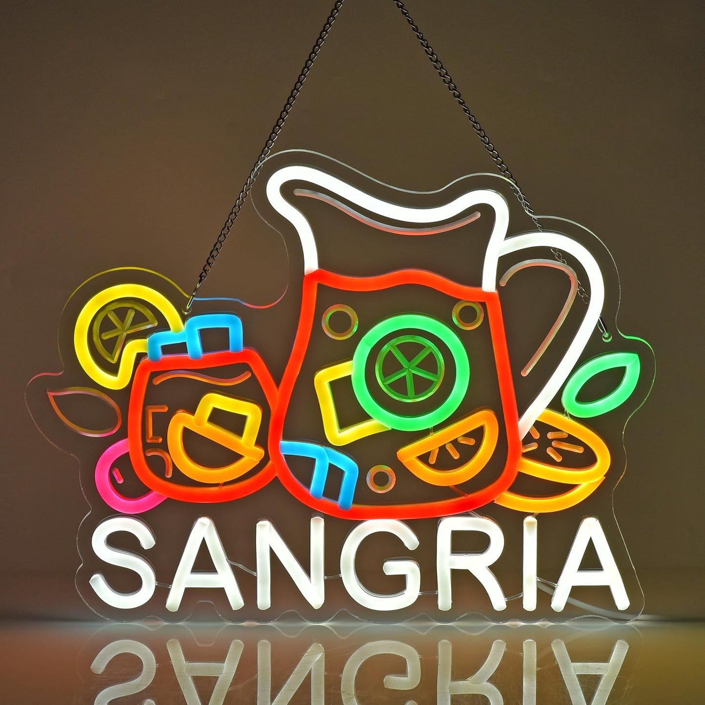 CNBEYOUNG Sangria Neon Sign, Neon Lights Hanging Wall Art Decoration for Restaurants Shop Bar Kitchen Garden Party Home Decor, USB - Driven, Super Bright & Adjustable,14.57x 11.26inches