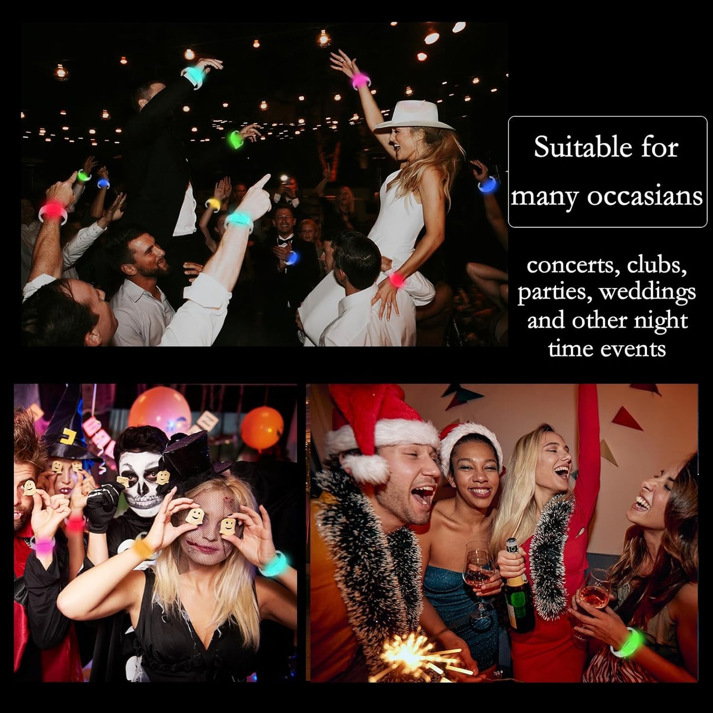 100 Pcs LED Bracelets Sound Activated with Flashing LED Strobe Music Control Light Up Bracelets for Rave, Game Prizes, Birthday Party Favor,Valentine's Day gift