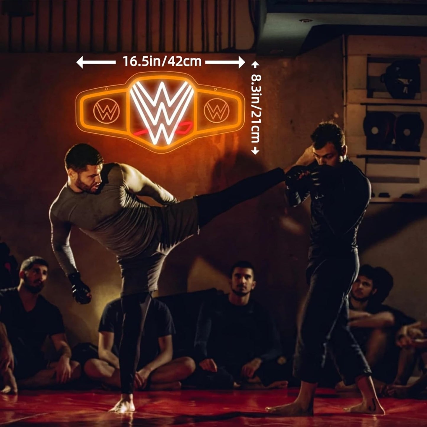 Wrestling Neon Sign for Wall Decor, Dimmable LED Boxing Belt Championship Neon Signs Light for Bedroom Dormitory Man Cave Beer Bar Boxing Club Gym Game Room, Gifts for Boys