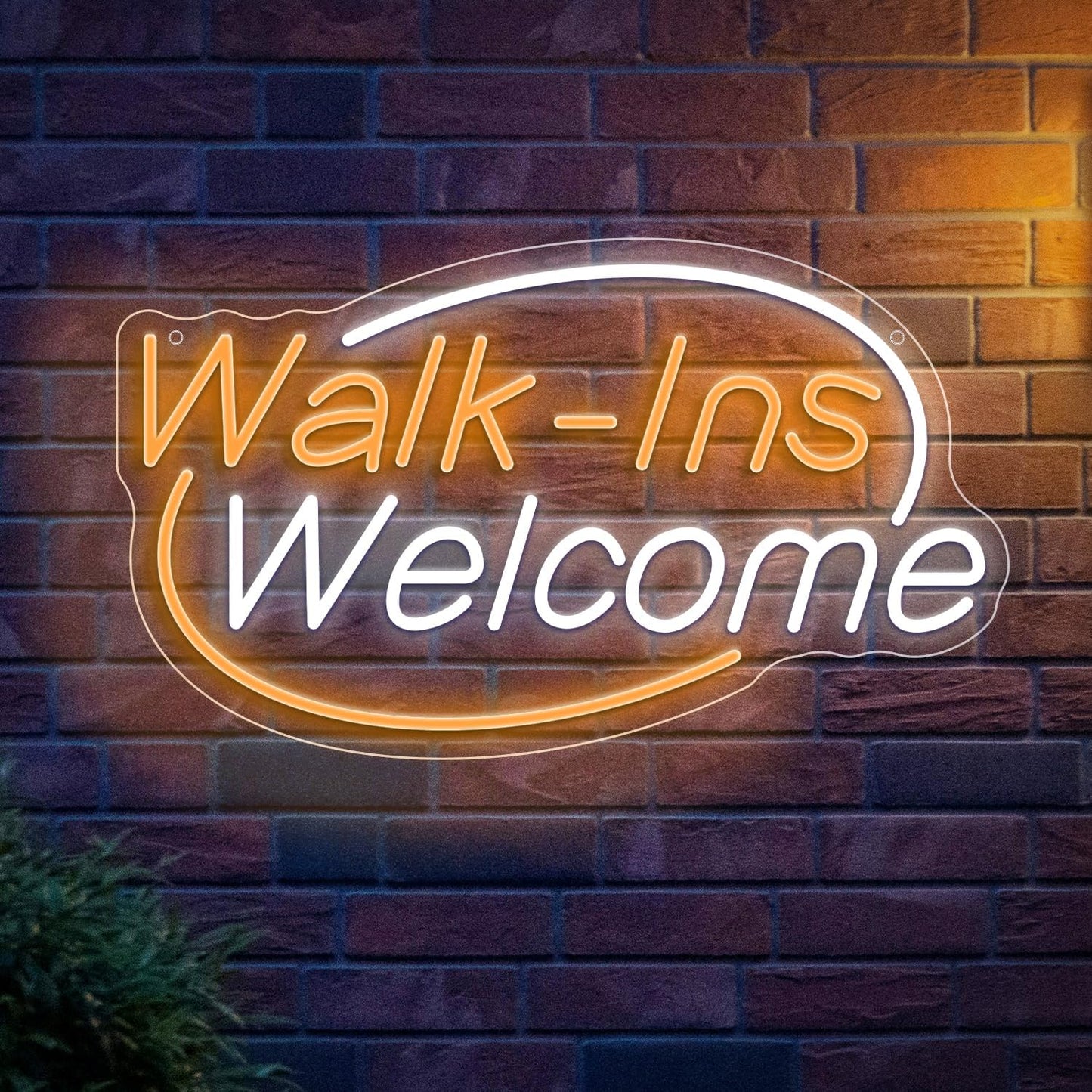 Walk-Ins Welcome Neon Sign, Neon Sign For Wall Decor, Yellow + white Led Signs Usb Powered, Living Game Room Decor, For Bedroom Restaurant Bar Hotel Shop Party Birthday(16.5x9.4in)