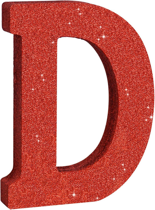 TONIFUL 8 Inch Red Glitter Letter D Table Centerpiece A-Z Red Birthday Party Decorations,Red Alphabet D for Birthday,Chrismas,Graduation,Bridal Shower,Wedding,Anniversary Party Supplies