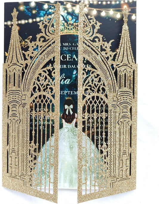 20PCS Laser Cut Wedding Invitations,Wedding Invitation Card Pocket,Quince Invites,Sweet 16 Invitations,Quinceanera Invitations,Laser Cut Invitations For All Occasions