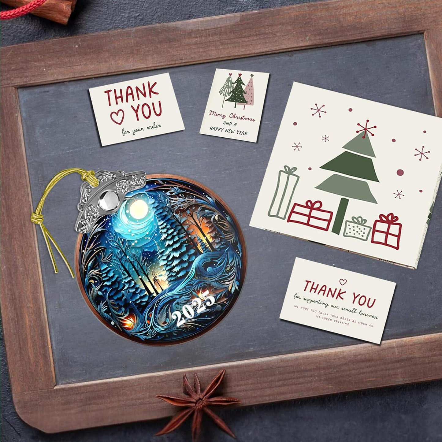 Christmas Ornaments, Tree 4 Inch Acrylic Ornament Art, Holiday Decoration, Car Interiors Decor, Tree Ornaments, 2025 Christmas Ornament (Noel in The Forest)