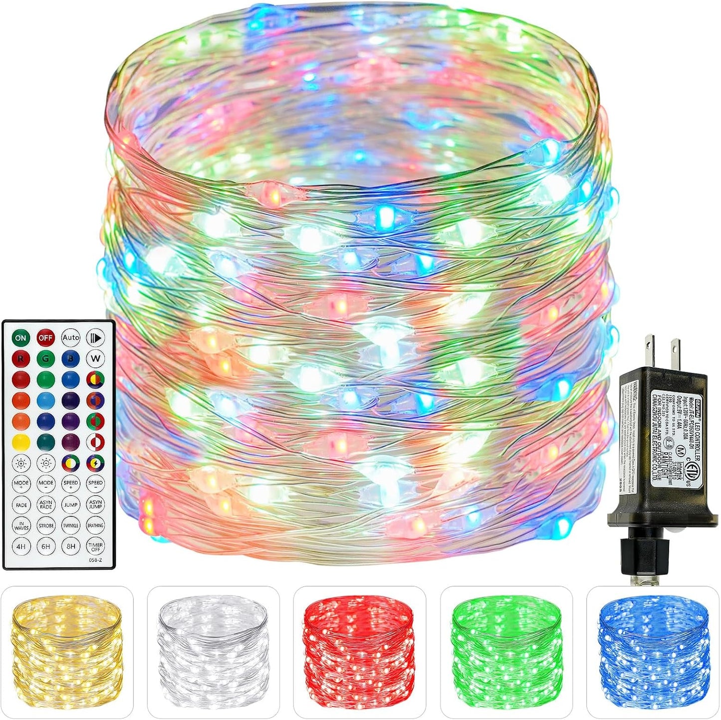 66Ft 200 LED RGB Color Changing Halloween Fairy Lights Plug in, Waterproof String Lights with Remote for Outdoor & Indoor, 24 Colors Twinkle Lights with Timer for Girl's Room Christmas Decorations
