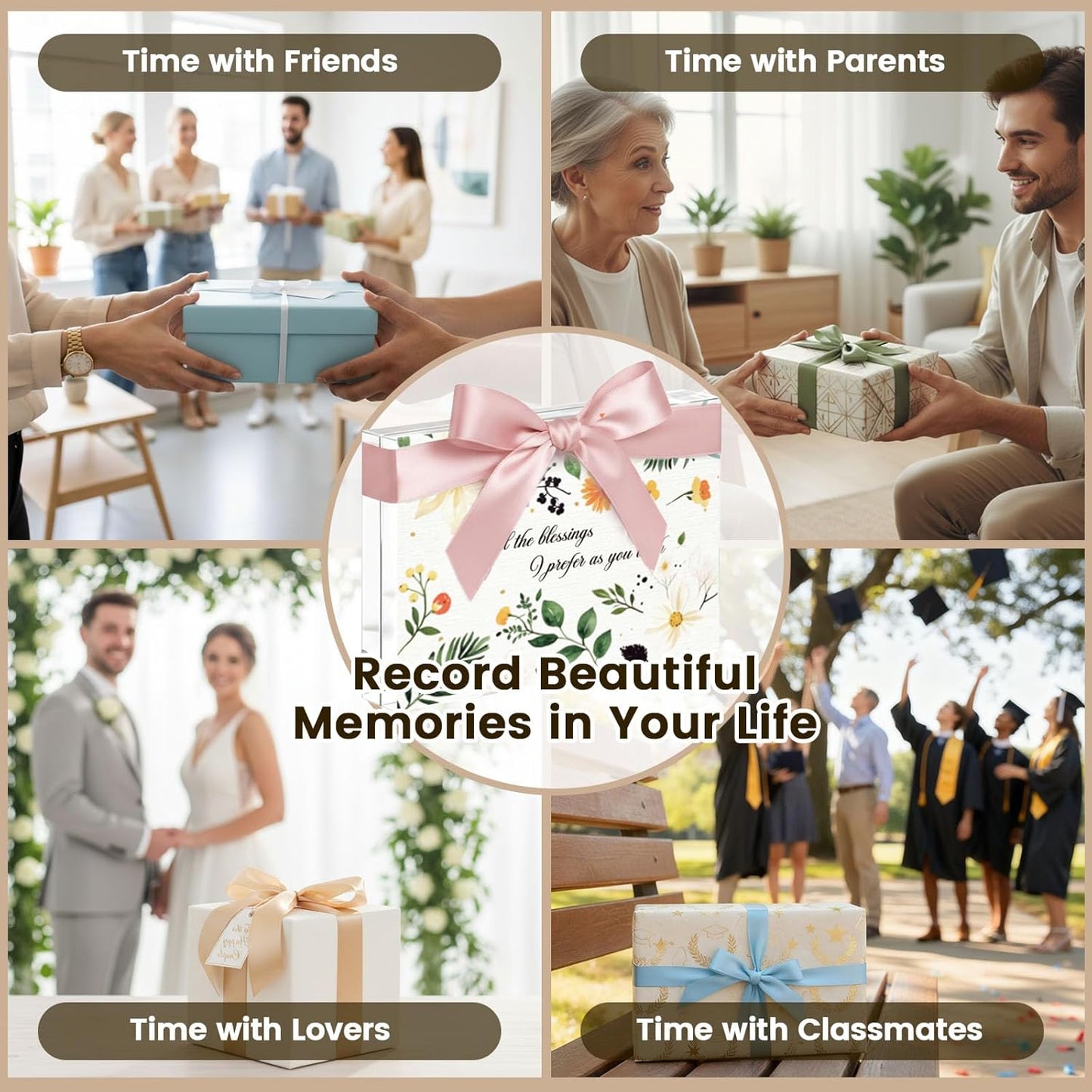 JOHOUSE 2 Pack 5 x 7 Acrylic Picture Frames, Double Sided Magnetic Photo Frames Self Standing Frameless Transparent for Desktop Display Gifts for Women