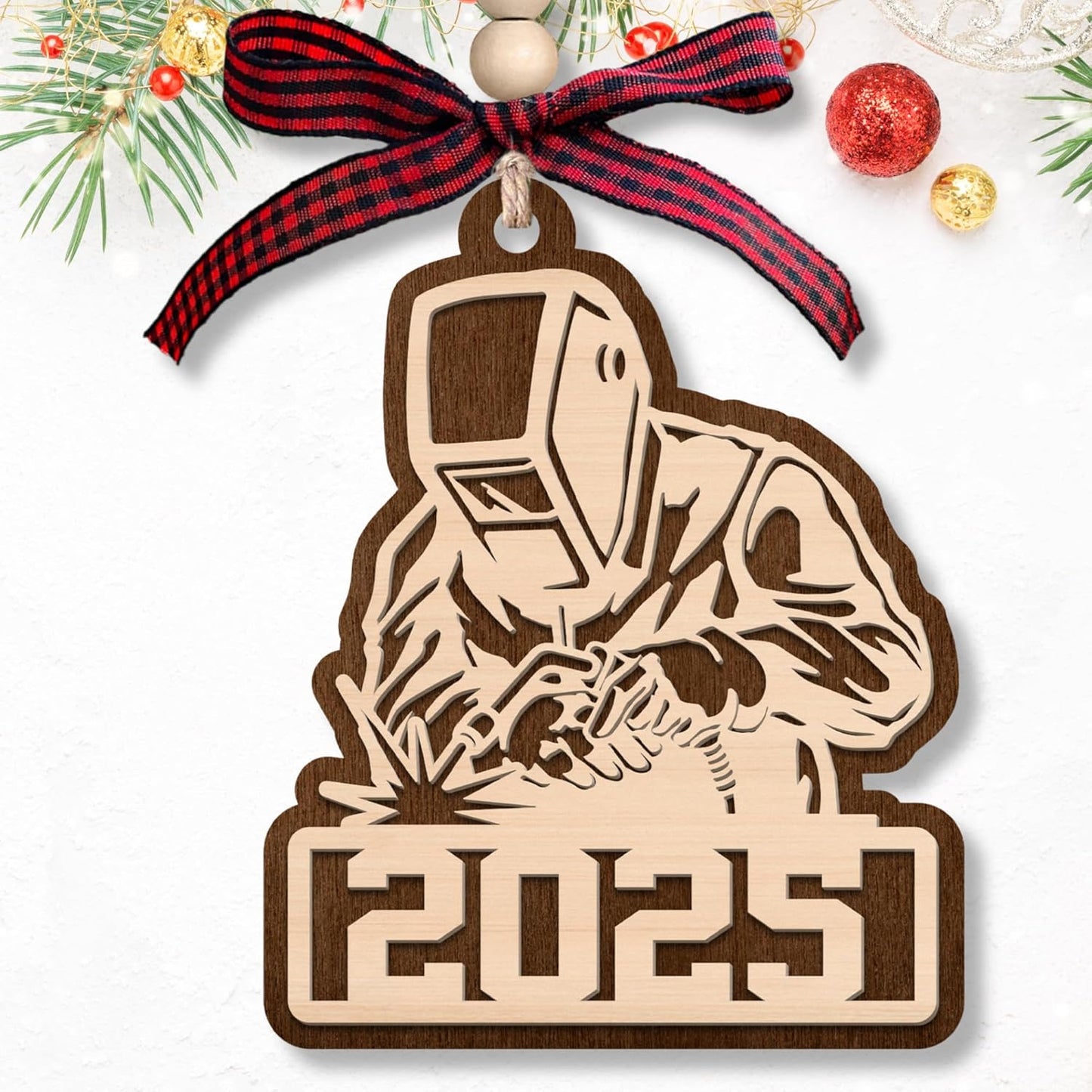 Pawzity Welder Ornaments - Welder Christmas Ornament - Gifts for Welders, Welders Gifts for Men - Metal Worker Mechanic Welding Ornaments for Christmas Tree - Wood Hanging Ornament 2025