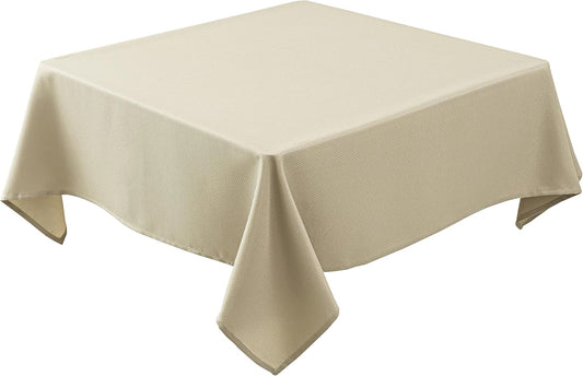 Biscaynebay Textured Fabric Square Tablecloths 60x60 Inches, Natural Water Resistant Spill Proof Table Cloth Small Card Folding Table Covers for Dining, Kitchen, Wedding and Parties, Machine Washable