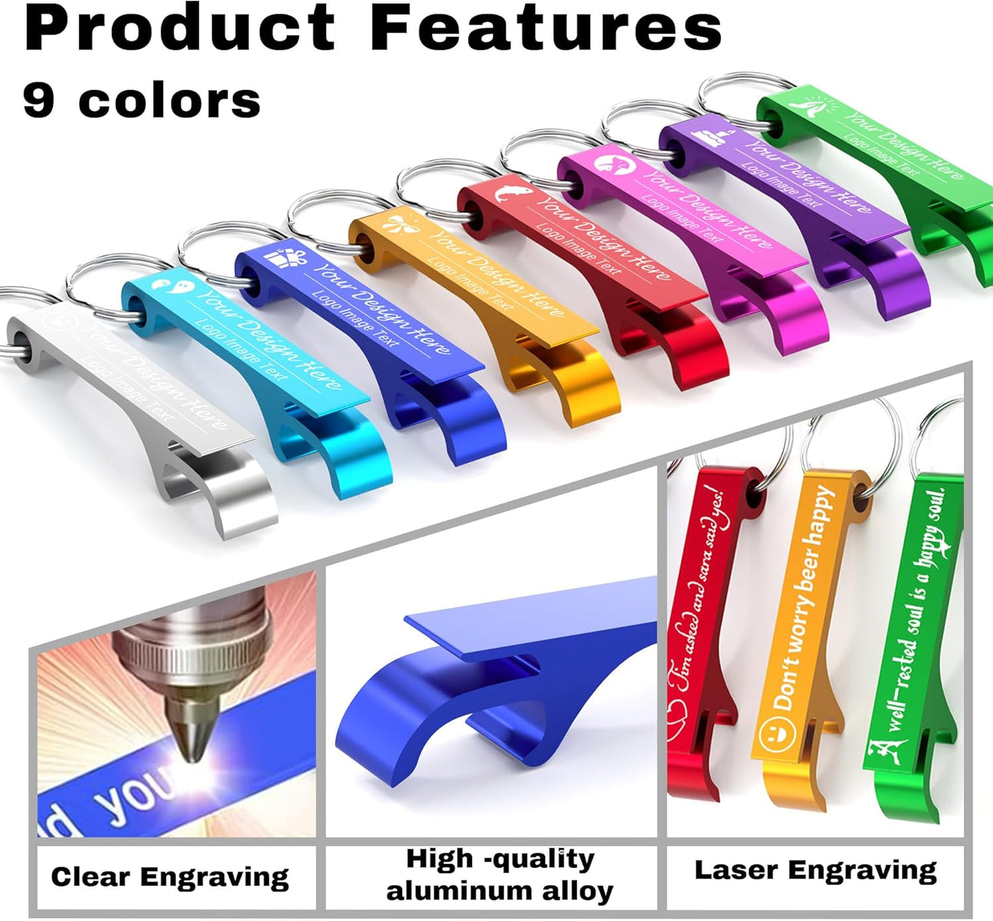 Personalized Bottle Opener Keychains, Bulk Custom Engraved Text Logo Keychain Can Opener, Customizable Aluminum Beer Bottle Openers for Wedding Favors, Brewery, Bar, Anniversaries, Party Gift