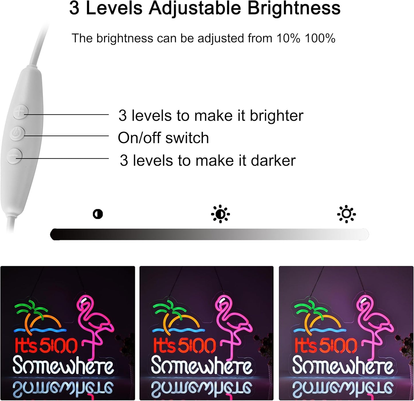 Flamingo Its 5 00 O'clock Somewhere Neon Sign for Wall Décor Dimmable LED Bar Beer Neon Light USB Powered Neon Art Signs