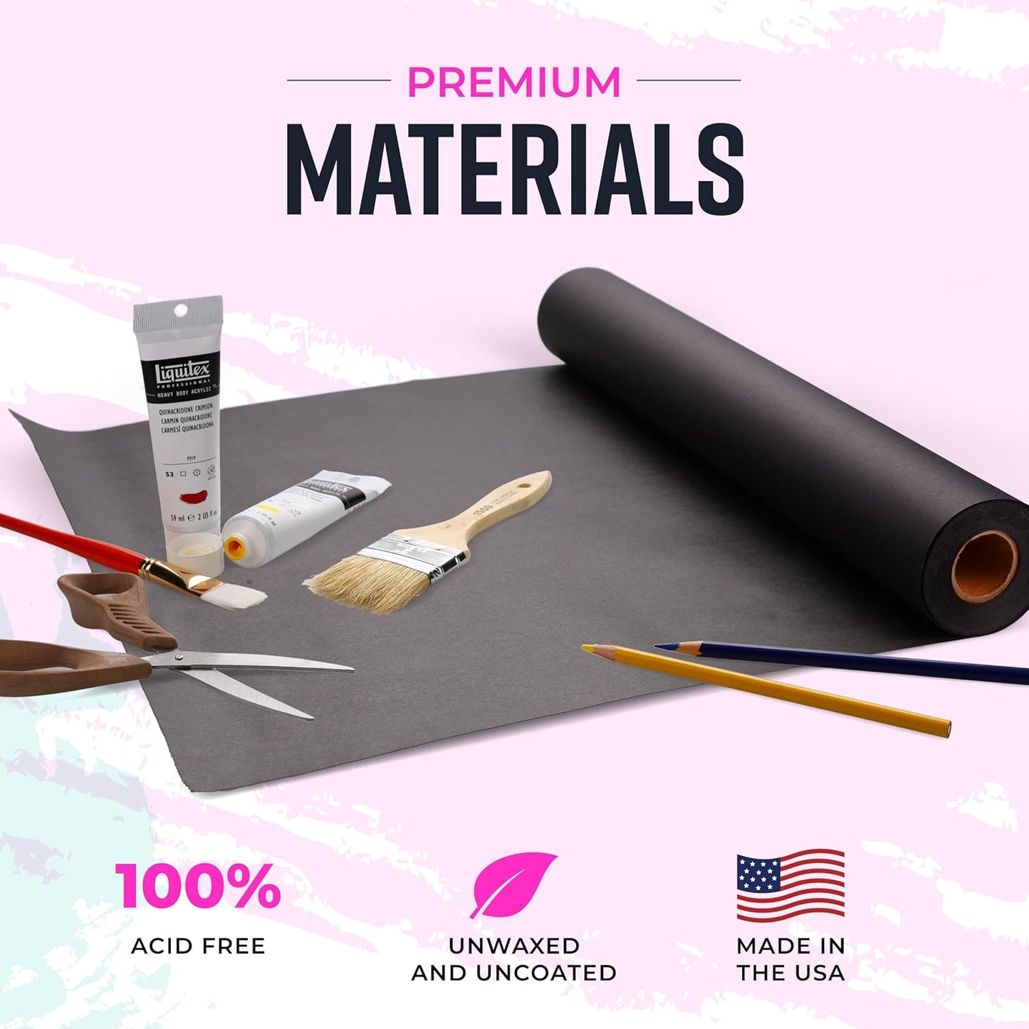 Bryco Goods Black Kraft Paper Roll - 18 Inch x 100 Feet - Ideal for Packing, Shipping, Arts & Crafts, Poster, Bulletin Board, Decorations, Bouquet, Gift Wrapping - Made in The USA