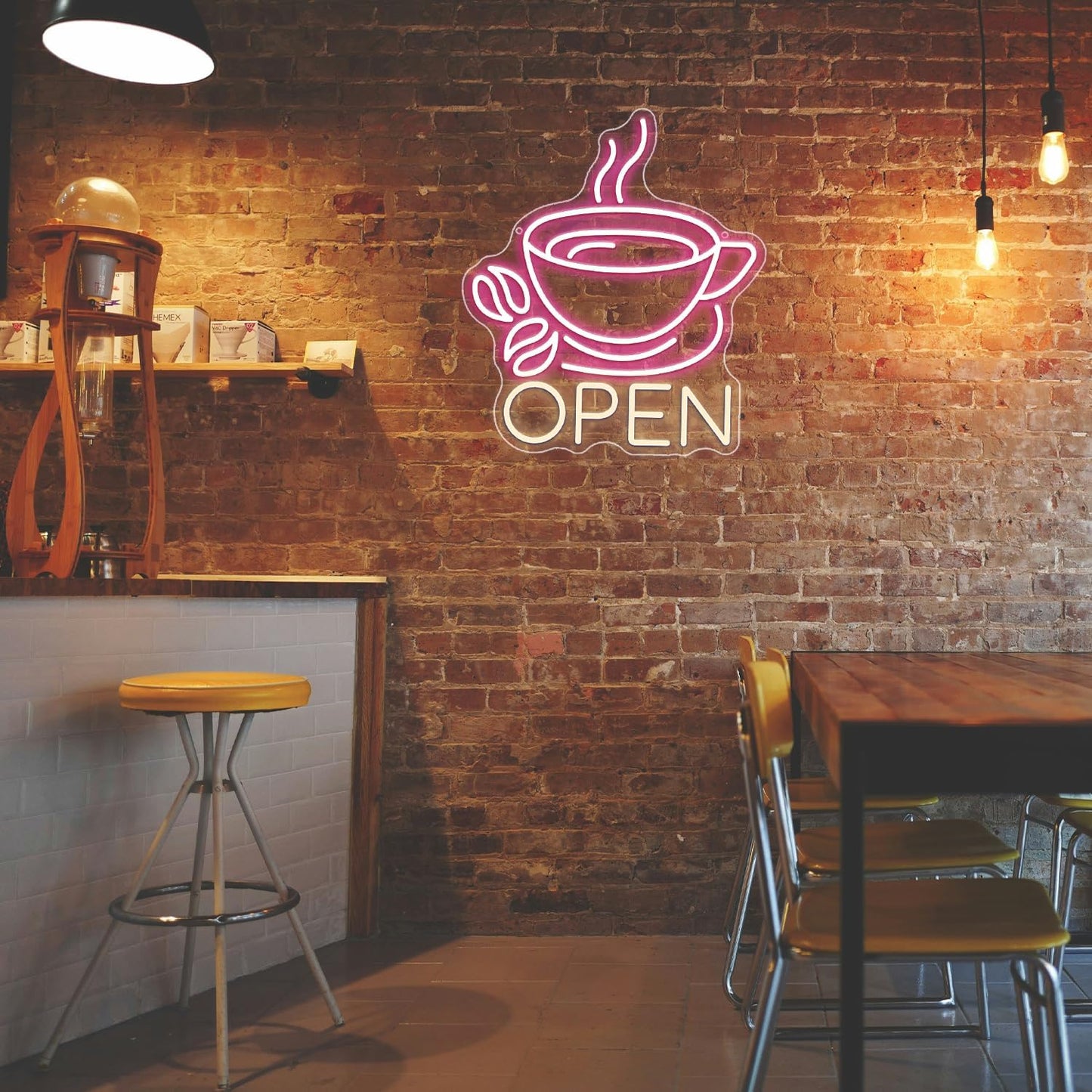 Coffee Cup Open Led Neon Sign For Business Wall Decor, Usb Powered Neon Coffee Signs For Coffee Bar Wall Decor Art Aesthetic Bistro Cafe Restaurant Kitchen Shop Window Welcome Sign