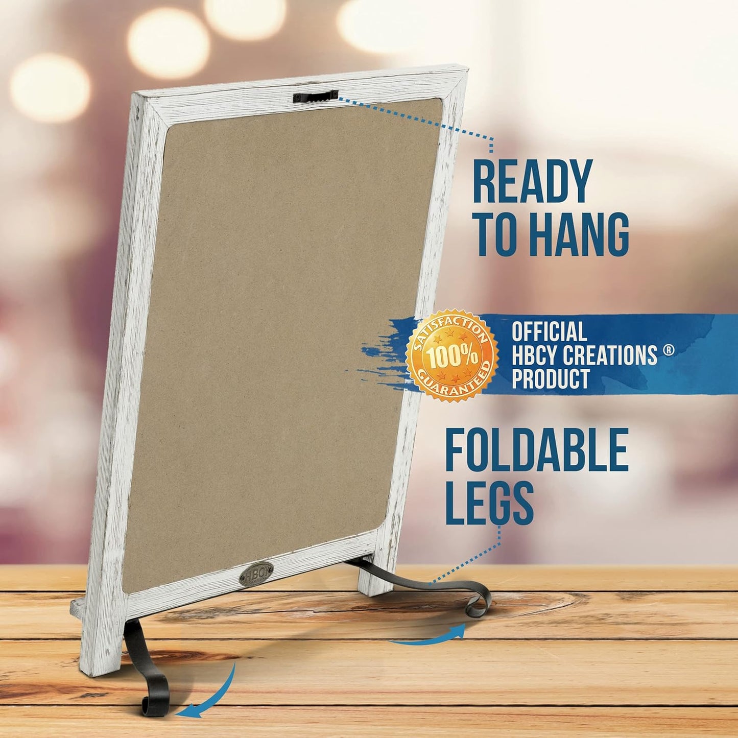 Rustic Whitewash Tabletop Chalkboard Sign/Hanging Magnetic Wall Chalkboard/Small Countertop Chalkboard Easel/Kitchen Countertop Memo Board / 12" x 17" in. Weddings, Birthdays, Baby Announcements