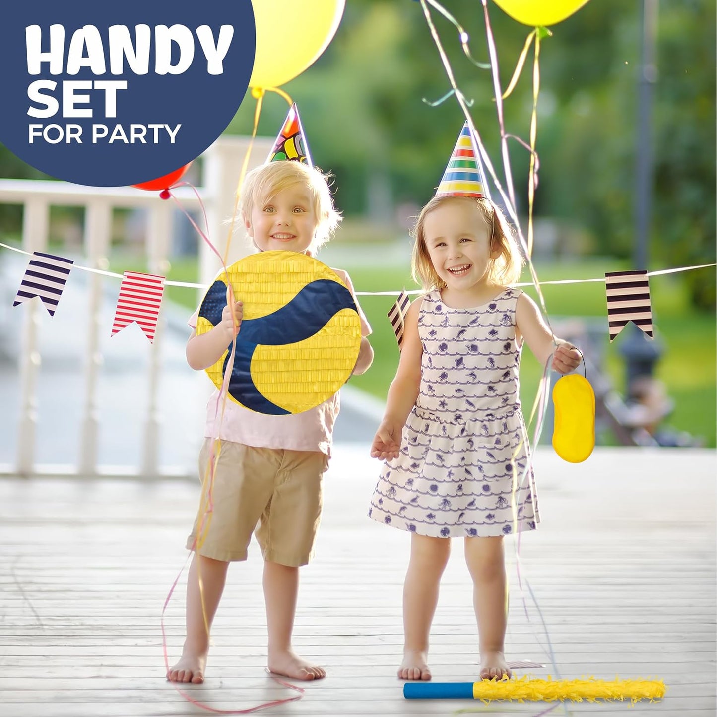 Volleyball Pinatas Bundle with a Blindfold and Bat (13"x13"x4"), Volleyball Pinatas for Birthday Party Boys, Perfect for Birthday Party, Sport Theme Party, Decoration