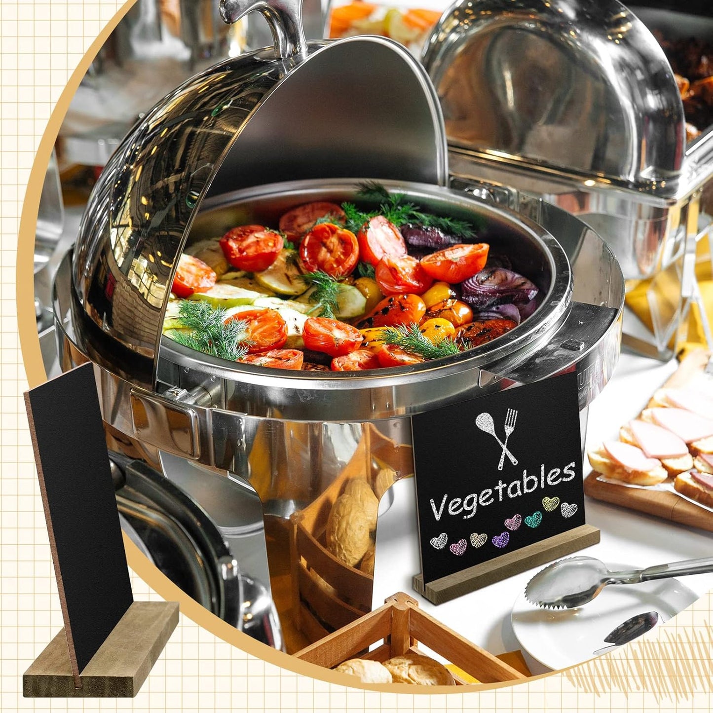 Queekay 36 Pcs Mini Chalkboard Signs Tabletop with Stand 5 x 6 Inch Wooden Chalkboard Sign Vintage Chalk Board Sign Decorative Centerpieces for Food Signs Table Numbers Message Boards Party Supplies