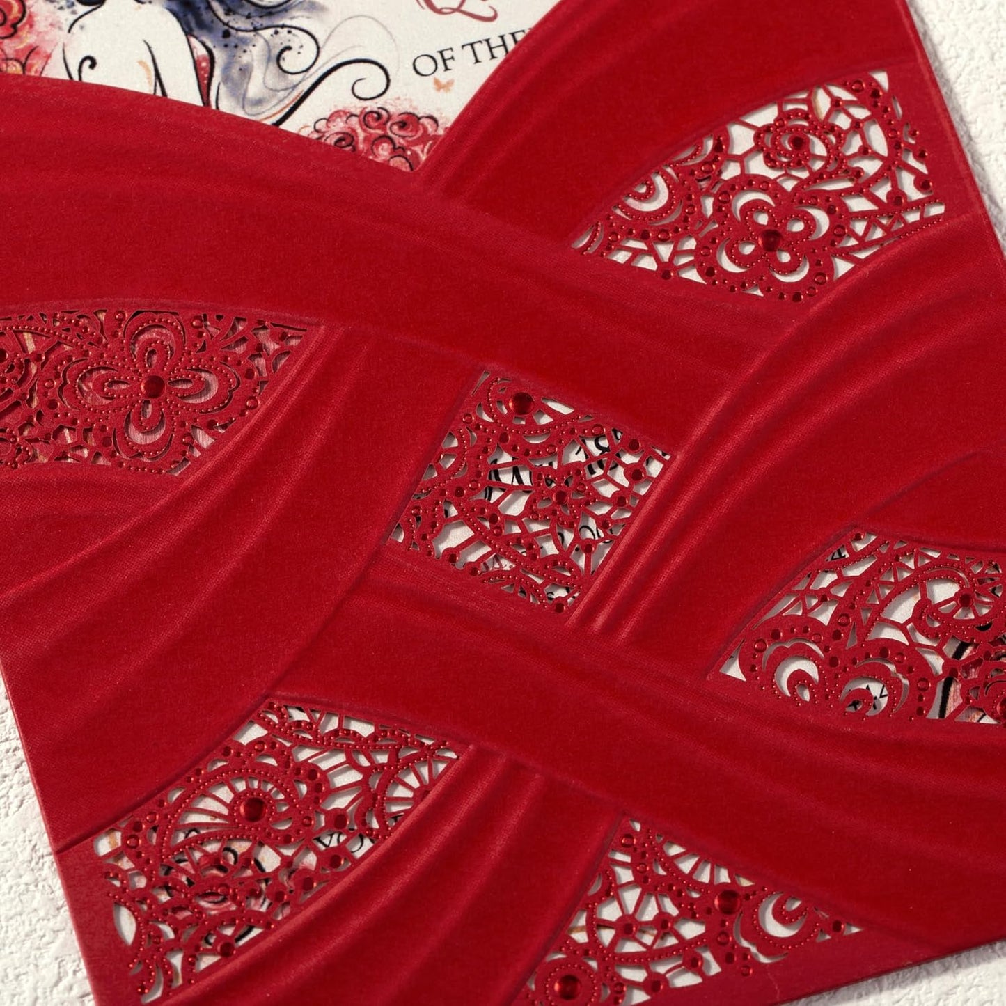 50pcs Laser Cut Quinceanera Invitations with Envelopes Red, 5x7.3 Personalized Invitation Cards for Wedding