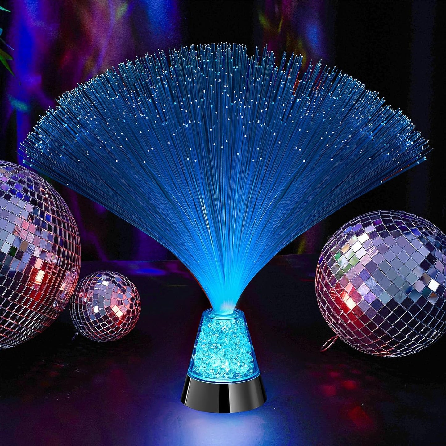 Patelai 10 Pcs LED Fiber Optic Lamp Color Changing Fiber Optic Night Light with Multicolor Glow Decorative Table Centerpiece for Sensory Bedroom Halloween Party Holiday Decorations (Novel,Blue)