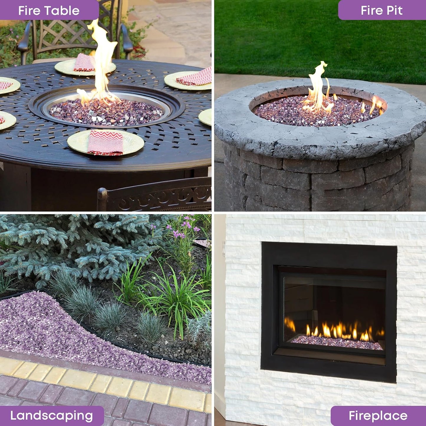 Stanbroil 10-Pound Fire Glass - 1/2 inch Reflective Tempered Fire Glass for Fireplace Fire Pit, Violet Reflective