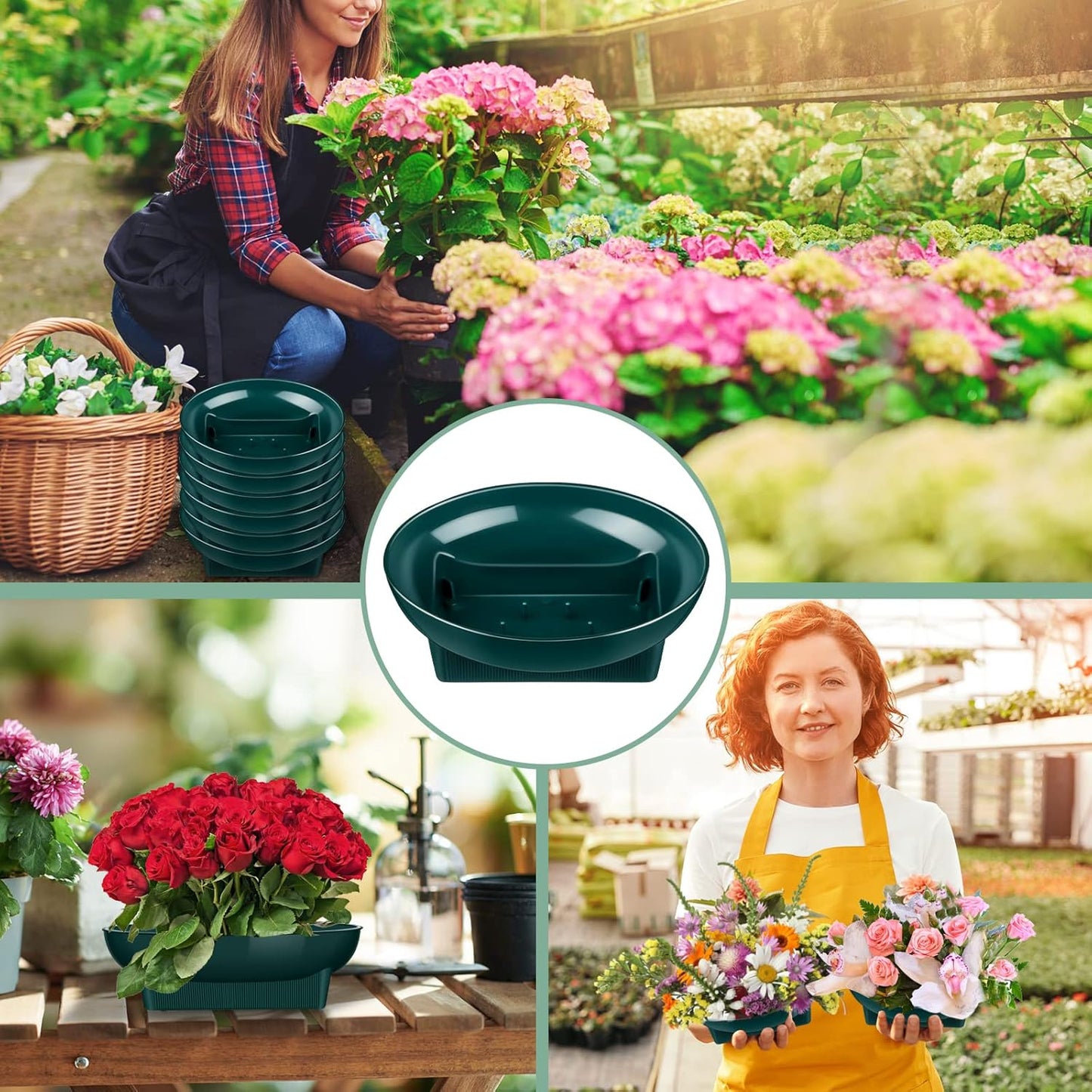 Karenhi 18 Pcs Floral Supplies Green Bowls for Flower Arrangements Large Size 6.3 Inch Floral Foam Bowls for Arrangements Holiday Wedding Fresh Flower Decoration Supplies (Foam Not Include)