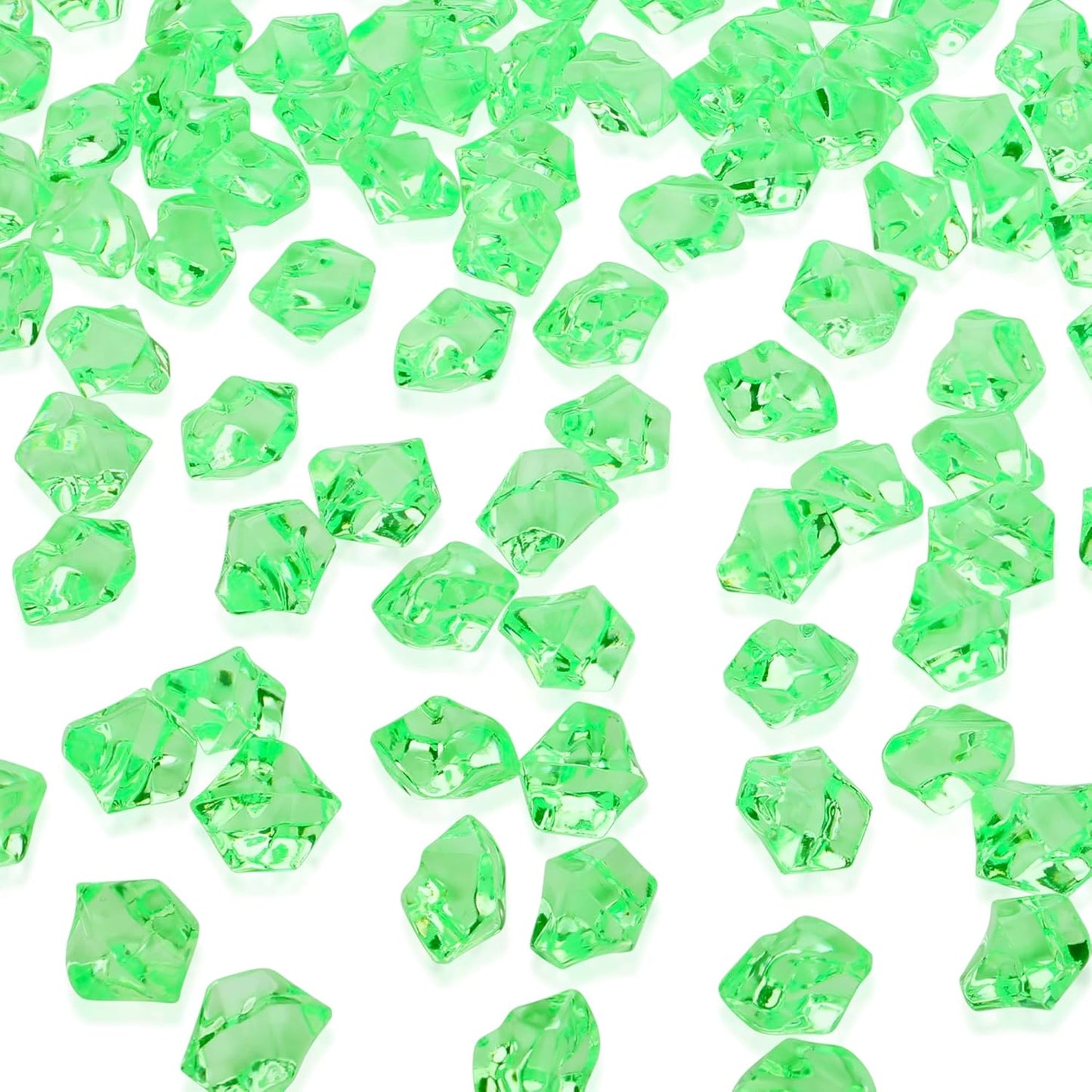YATOJUZI 500pcs Fake Ice Cubes Green Acrylic Crushed Rocks Vase Fillers Plastic Diamonds Gems for DIY Party Wedding Centerpiece Table Scatter Prop Display 0.5" (Only Green)