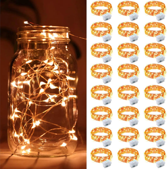 ZGWJ 24 Pack Halloween Fairy Lights Battery Operated, 7ft 20 Mini LED Halloween Fairy String Lights Silver Wire 3 Modes Waterproof for DIY, Parties, Bedroom Decorations,Orange