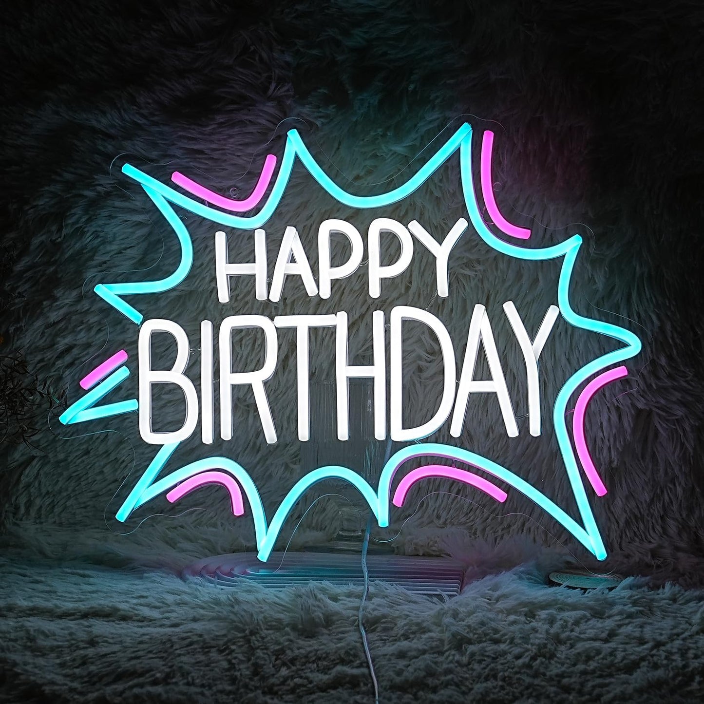 Happy Birthday Neon Sign Dimmable Celebrate Birthday Neon Light Powered by USB Gleaming LED Happy Birthday Lignt Up Sign for Birthday Paty Decoration Bedroom Birthday Gifts(16.7”*12.8”)