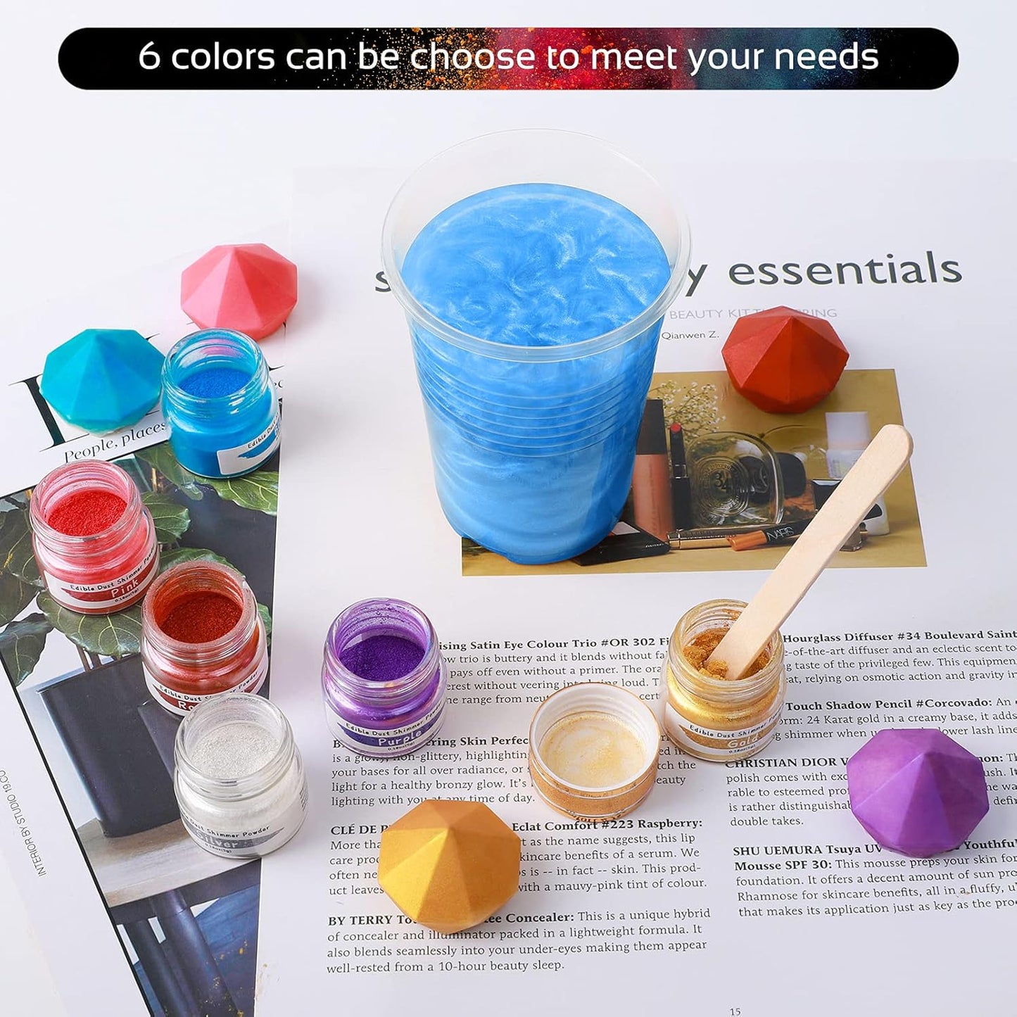 Jelife Blue Edible Luster Dust - 5 Grams Food Grade Cake Dust Shimmer Powdered, Edible Metallic Powder Food Coloring for Cake Decorating, Chocolates, Fondant, Drinks, Painting & More, Vegan