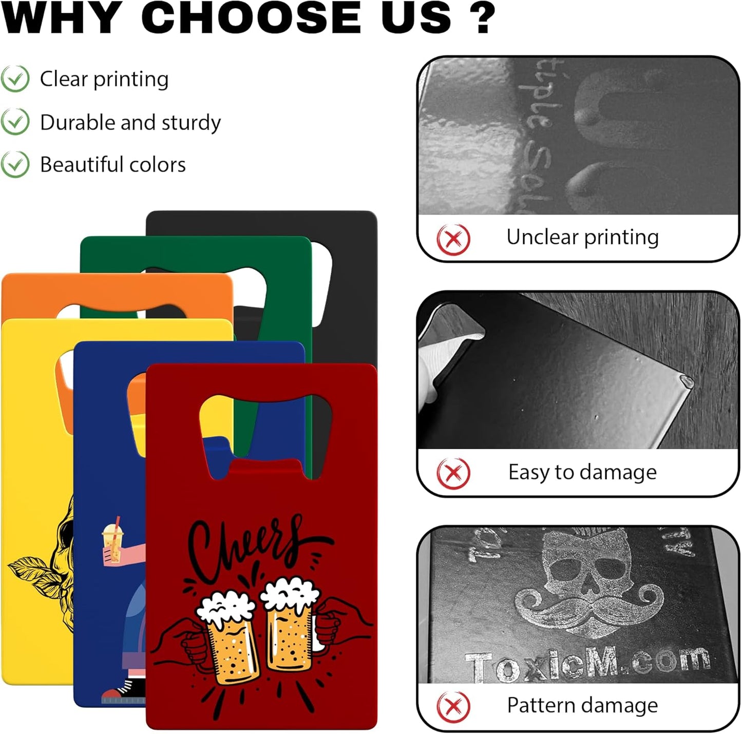 4-100 Pcs Personalized Bottle Opener, Custom Stainless Steel Credit Card Bottle Opener, Full Color Print for 6 Color, Design Your Text Logo for Bar, Wedding, Anniversaries, Party (Red)