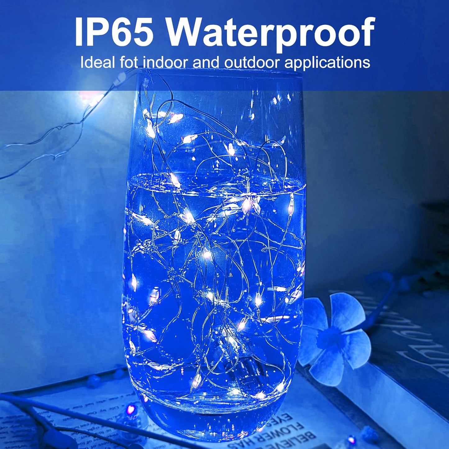 Blue Led Fairy Lights Battery Operated, 12 Pack LED Mini String Lights, 7FT 20LED Silver Wire Firefly Starry Moon Lights for DIY Fairy String Light for Gender Reveal Party Wedding Christmas Decor