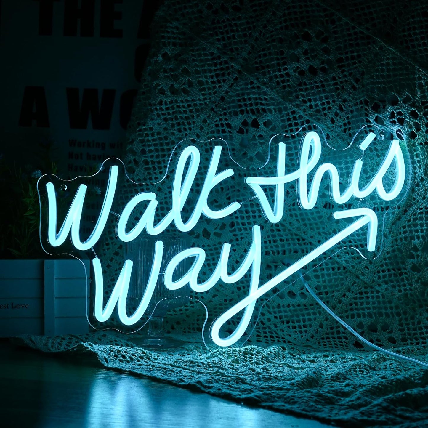 Walk This Way Neon Sign, Arrow Direction Neon Light, Neon Sign For Wall Decor, Art Led Light for Resturant Signage Home Welcome Sign Bedroom Bar Hotel Shop Party (16.7 x 9.4 in)