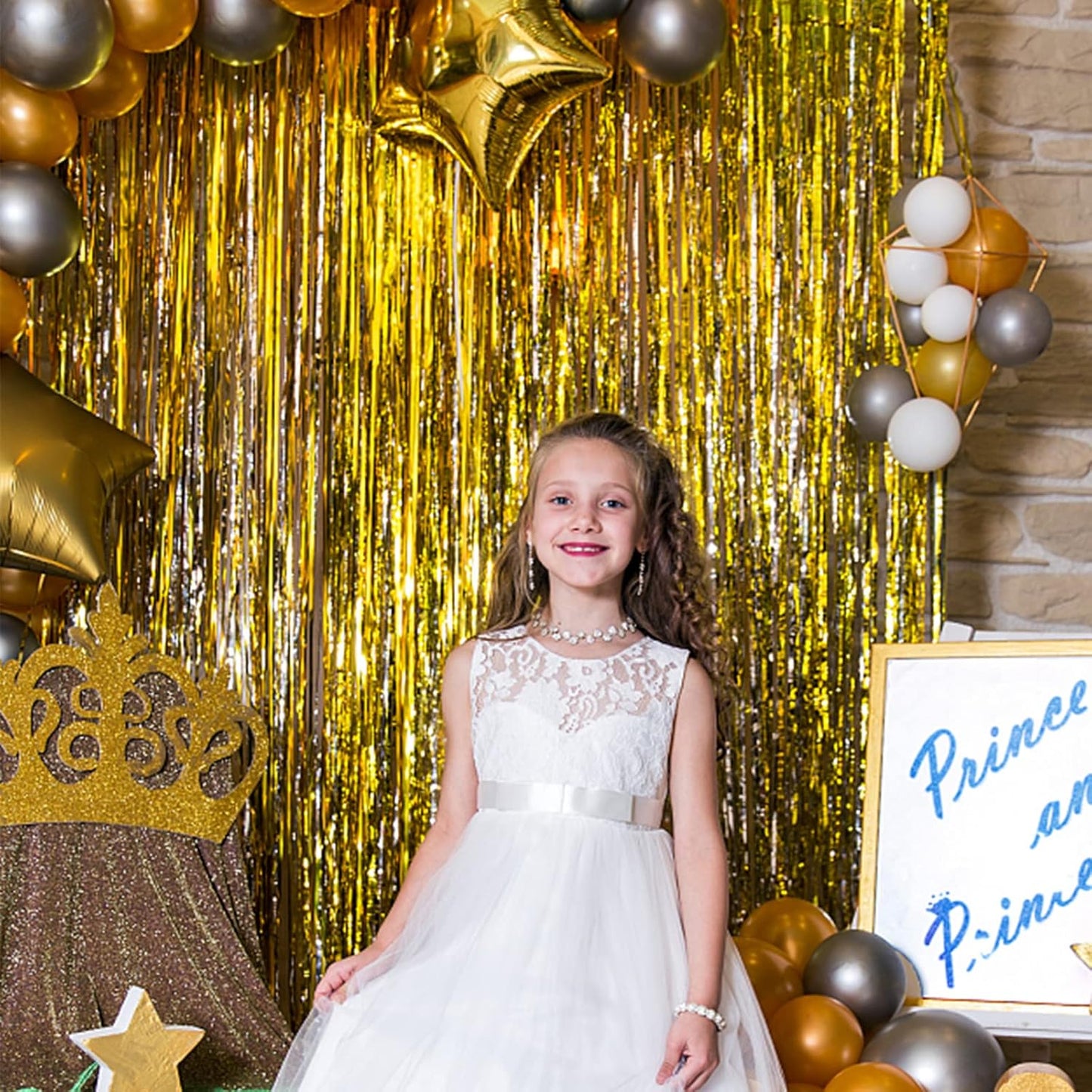 3 Pack Gold Fringe Backdrop Curtain Tinsel Party Streamers Birthday Party Decorations New Year Photo Booth Backdrop Halloween Christmas Graduation Bachelorette Theme Party Decorations