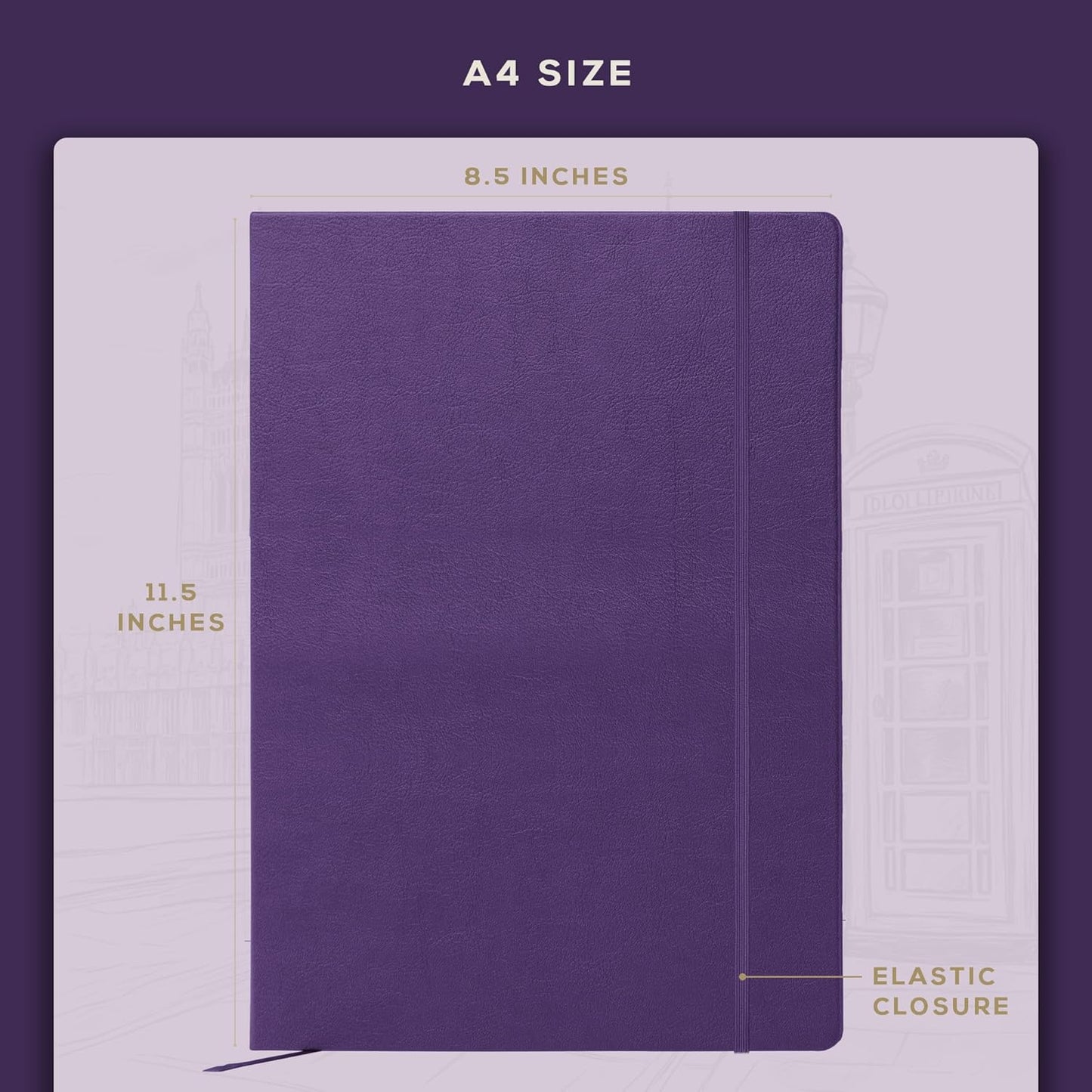 Beechmore Books A4 Sketchbook – 8.5x11 Premium Vegan Leather Bound Large Sketch Book Hardcover with 156 Thick 160gsm Perforated Ivory Pages, Blank Sketch Pad, Gift Boxed, Back Pocket, Ribbon Bookmark