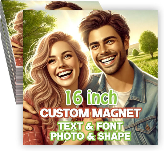 KETABAO – 16" Customized Square Photo Magnets - Personalized Refrigerator and Car Magnets for Home and Office Decor