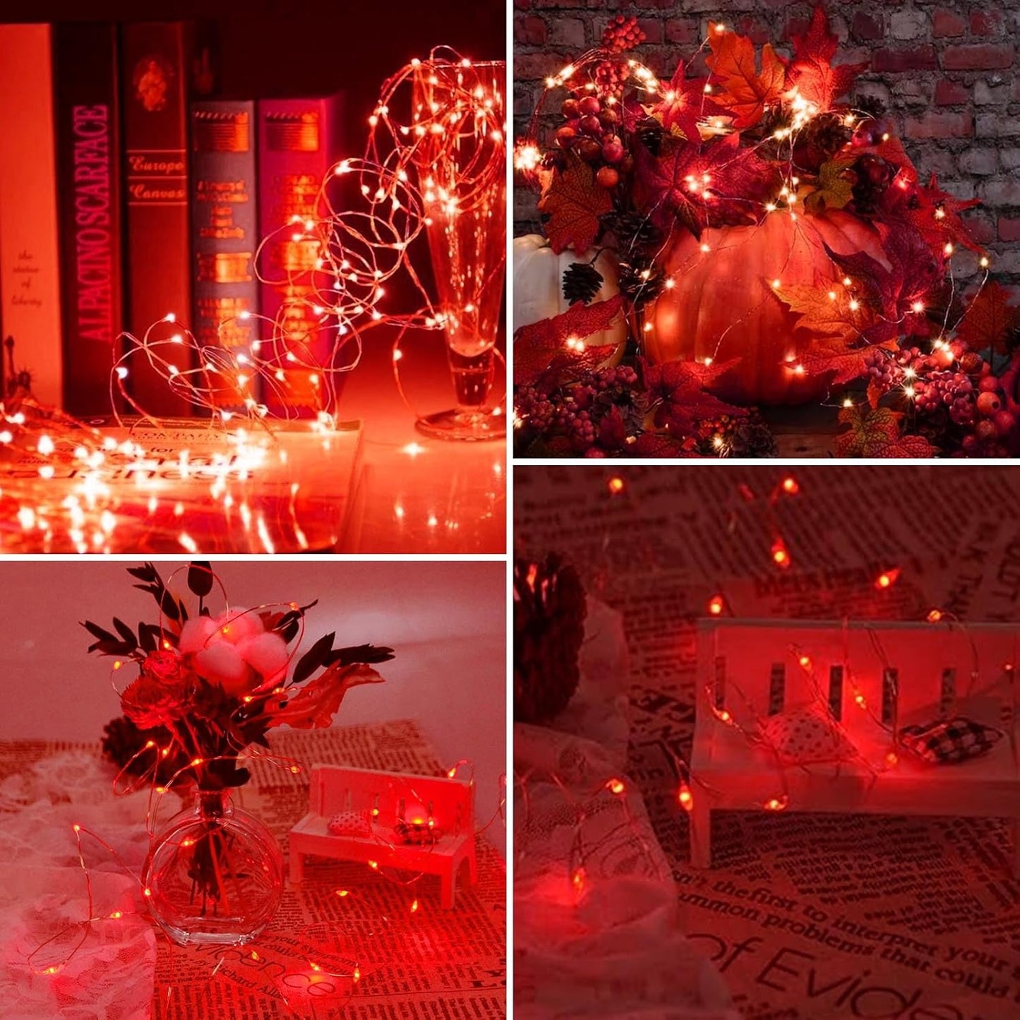 3 Pack Fairy Lights Battery Operated with Remote Control Timer, 26 FT 80 LED String Lights Outdoor Indoor Decorations, 8 Modes Twinkle Lights for Christmas Party Wedding Birthday Bedroom Décor (Red)