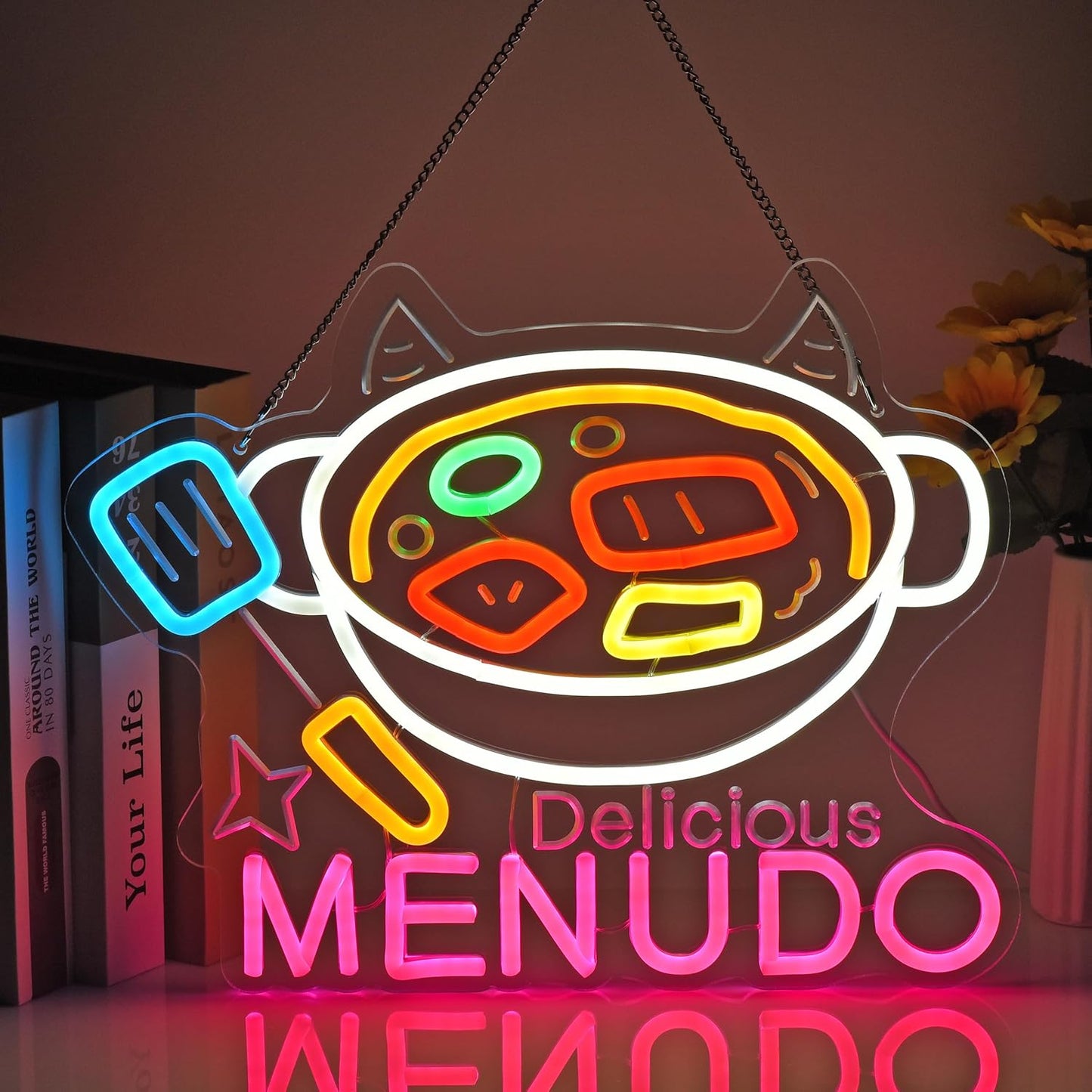 CNBEYOUNG Menudo Neon Sign, Neon Lights Hanging Wall Art Decoration for Mexican Restaurant Shop Bar Cafe Kitchen Party Home Decor, USB Powered Ultra Bright Dimmable,15.43x 12.2inches
