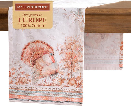 Maison d' Hermine Table Runner 100% Cotton Single Layer Table Runners 72 inches Long for Thanksgiving Christmas Decorations Home Kitchen Dining Party Wedding (Giving Thanks, 14.5" x 72")