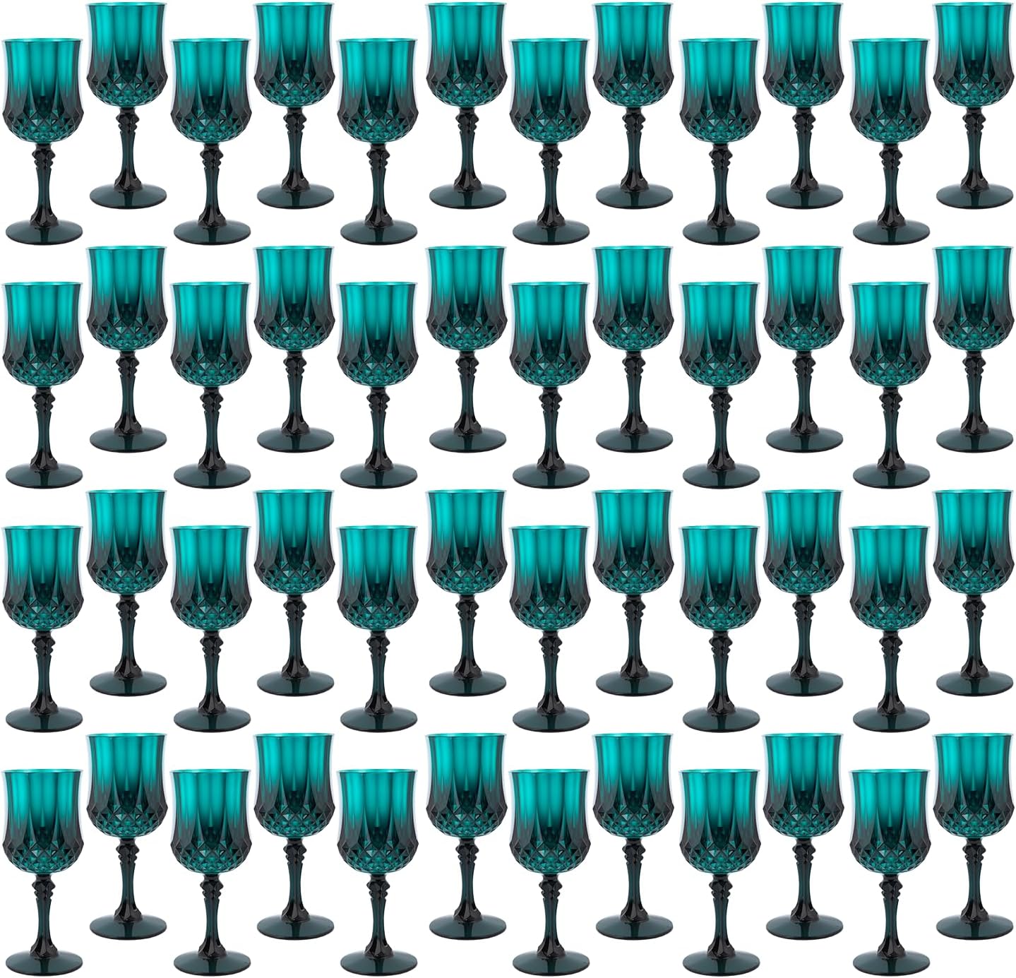 Plastic Wine Glasses，Plastic Goblets Vintage Style Cordial Drinking Glasses for Wedding Reception, Christmas Grand Event Party Supplies (48, Green)