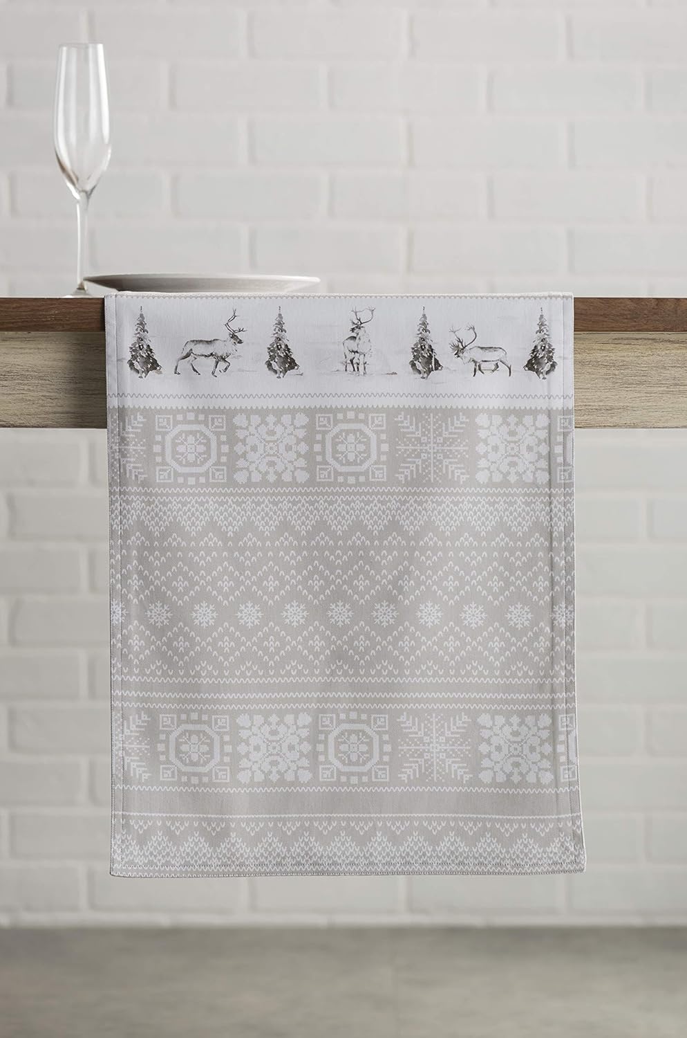 Maison d' Hermine Table Runner 100% Cotton Single Layer Table Runners 36 inches Long for Thanksgiving Christmas Decorations Home Kitchen Dining Party Wedding (Cozy Christmas, 14.5" x 36")