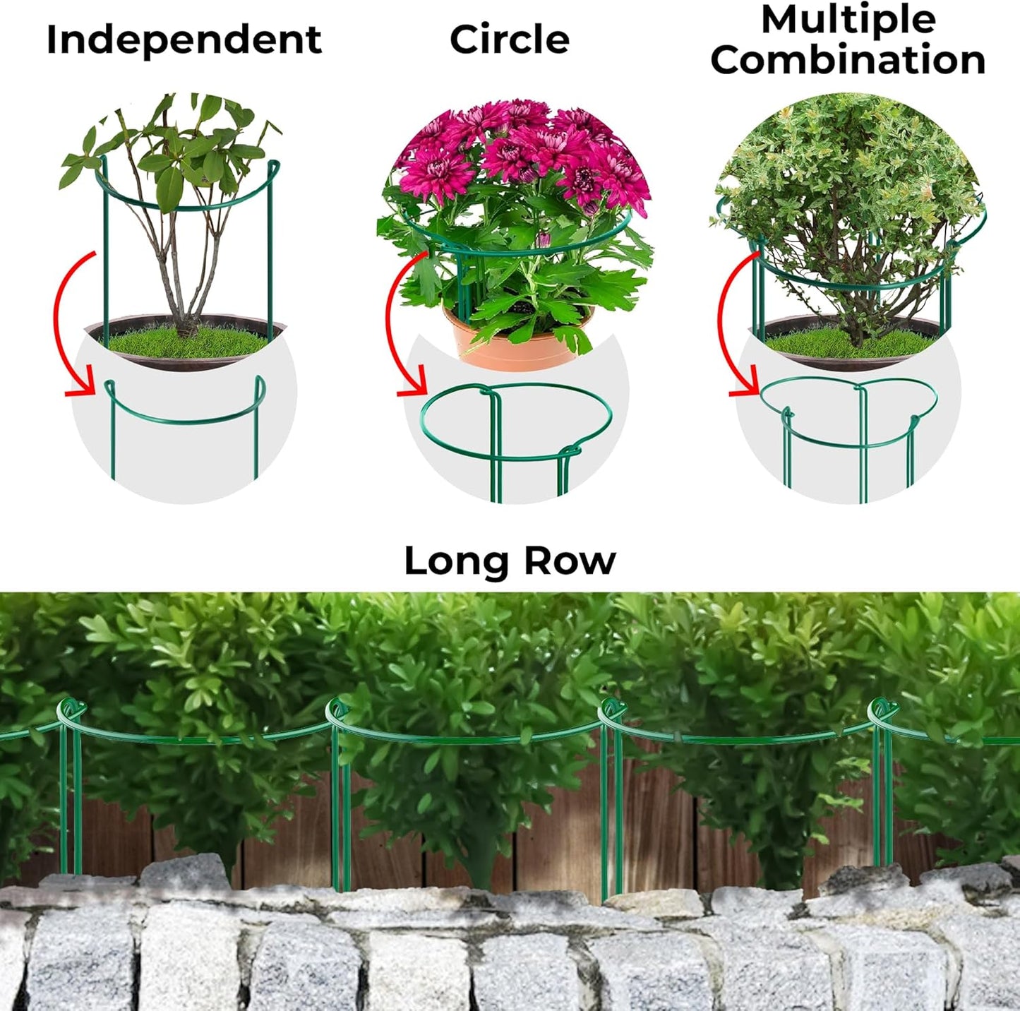 K-Brands 12 Pack Plant Support Stakes – Heavy-Duty Half Round Peony Support Ring and Cage for Indoor and Outdoor Plants – Peony, Tomato, Hydrangea, Rose 10" Wide x 16" High