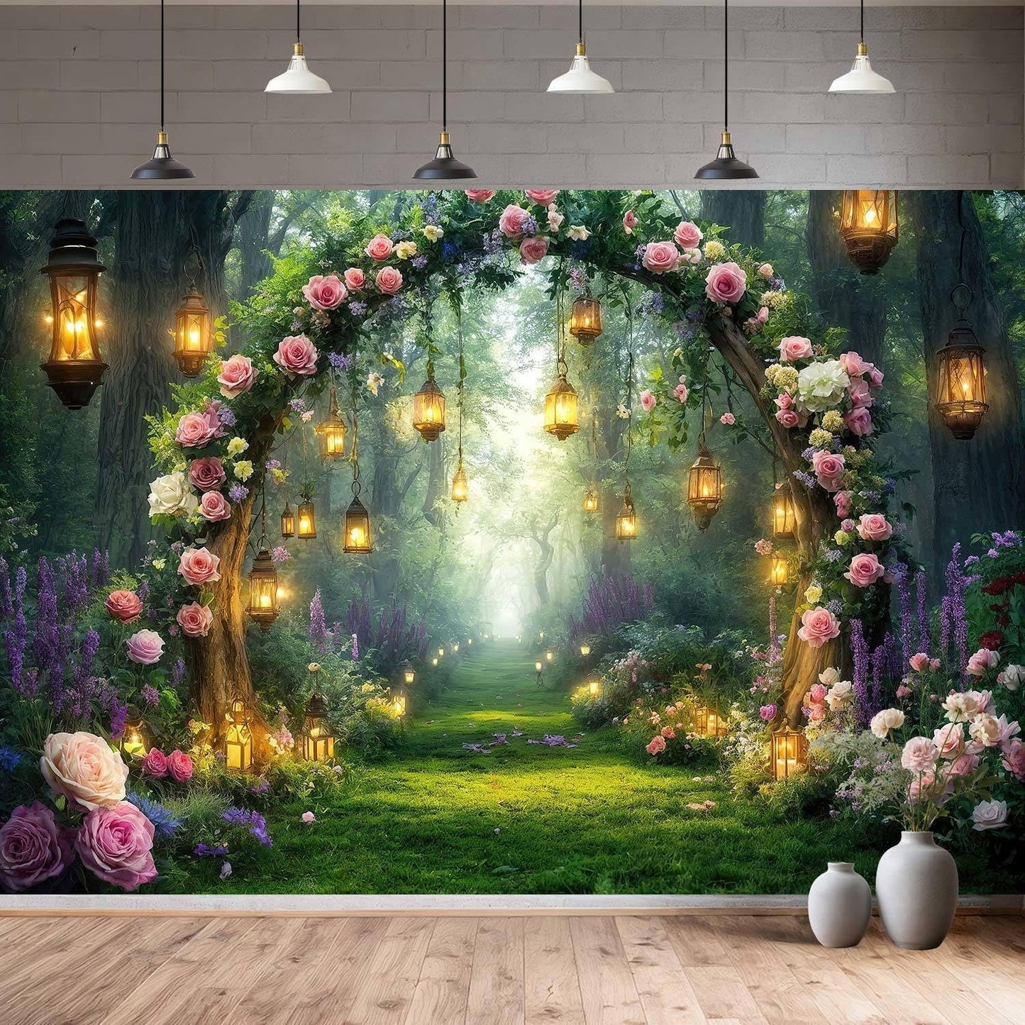 5x4ft Purple Flower Wedding Photography Backdrop Lavender Floral Wedding Bridal Photography Backdrop Anniversary Birthday Baby Shower Girl Party Banner Photo Booth Props Background Wall Decor