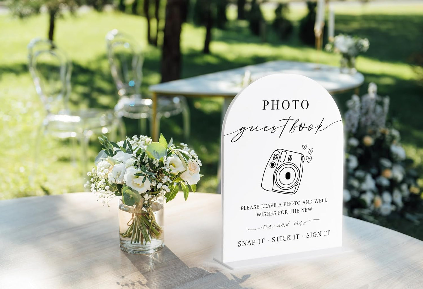 Photo Guest Book Sign, White Arch Acrylic Wedding Sign, Wedding Guest Book Alternative, Bridal Shower Decor, Engagement Party Decor, Centerpiece Table Decorations Party for Bride and Groom-24