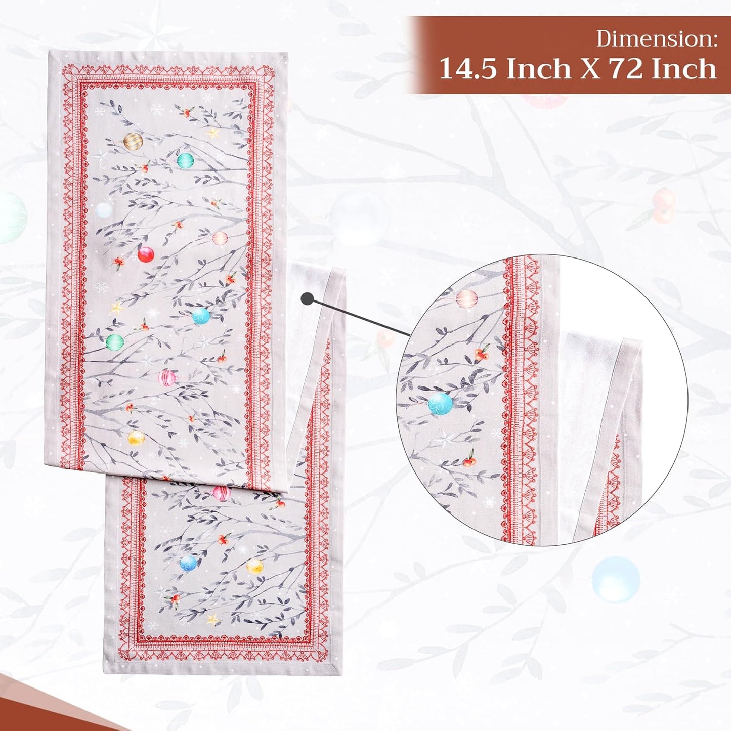 Maison d' Hermine Table Runner 100% Cotton Single Layer Table Runners 72 inches Long for Thanksgiving Christmas Decorations Home Kitchen Dining Party Wedding (Fairy Christmas, 14.5" x 72")