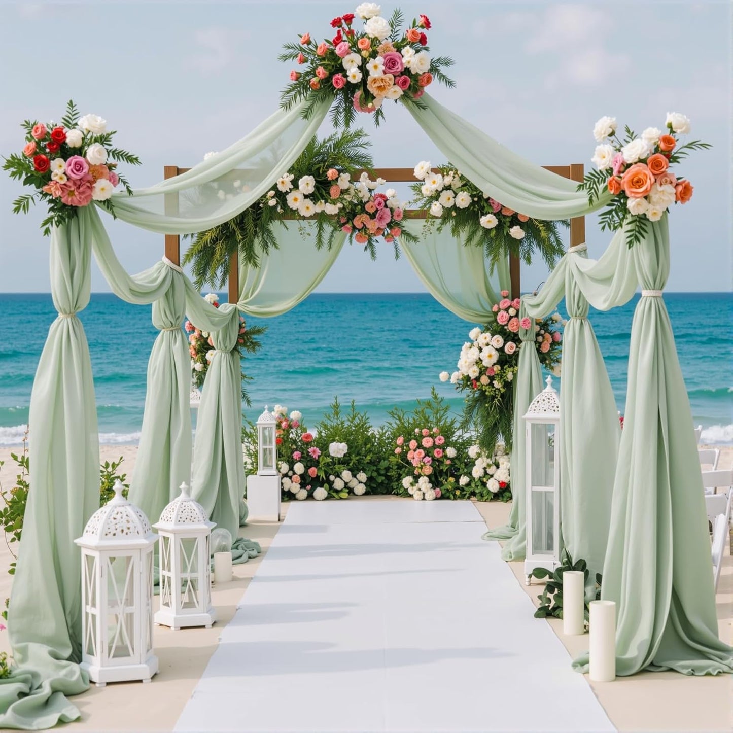 1 Panels Wedding Arch Draping Fabric Sage Green Sheer Backdrop Curtain Arch Drape for Wedding Ceremony Reception,Bridal Shower Party Decorations 28" X 19ft