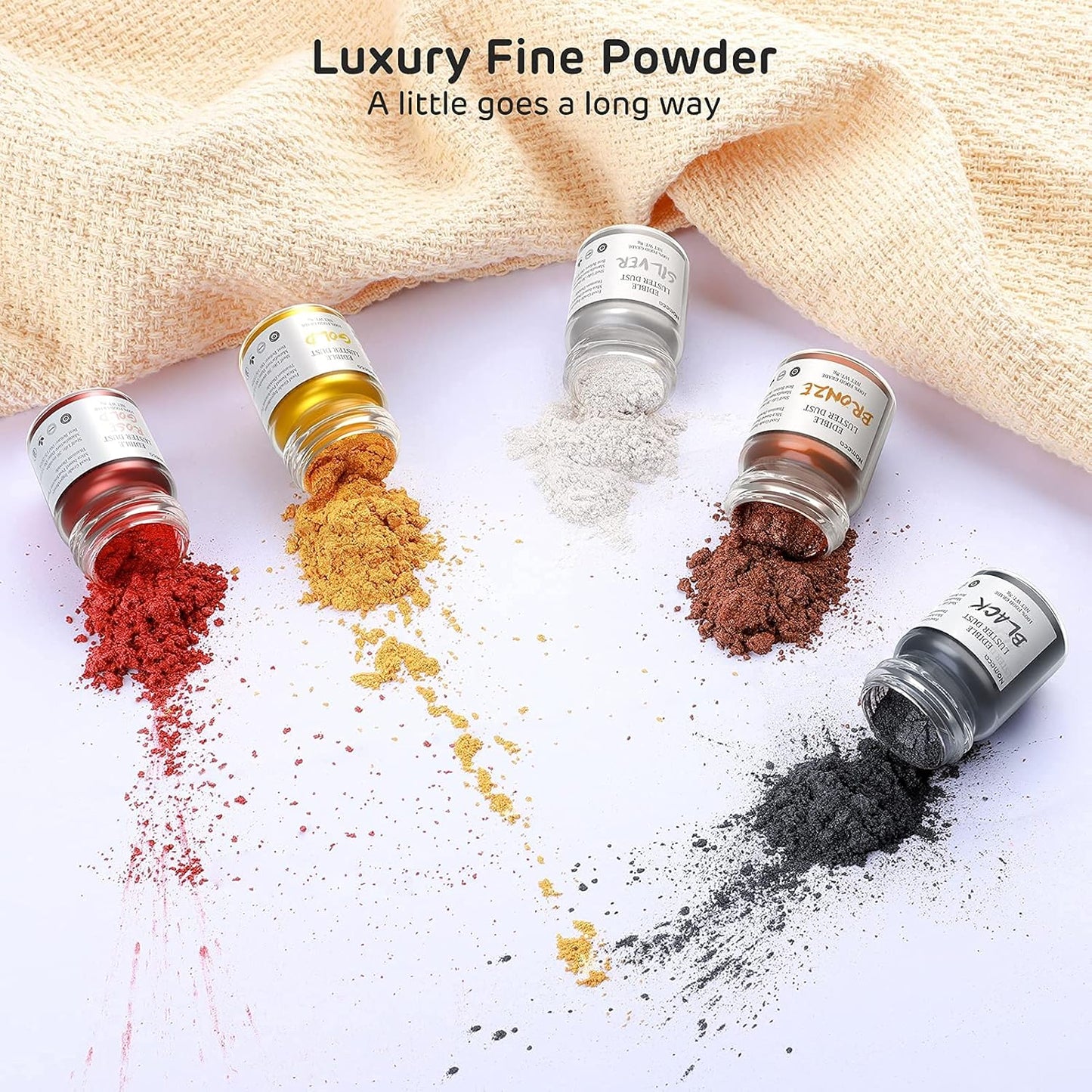 Nomeca Edible Luster Dust, 8 Grams Food Grade Gold Cake Dust Metallic Shimmer Christmas Food Coloring Powder for Cake Decorating, Baking, Fondant, Gumpaste, Chocolate, Candy, Drinks, Cookies - Gold