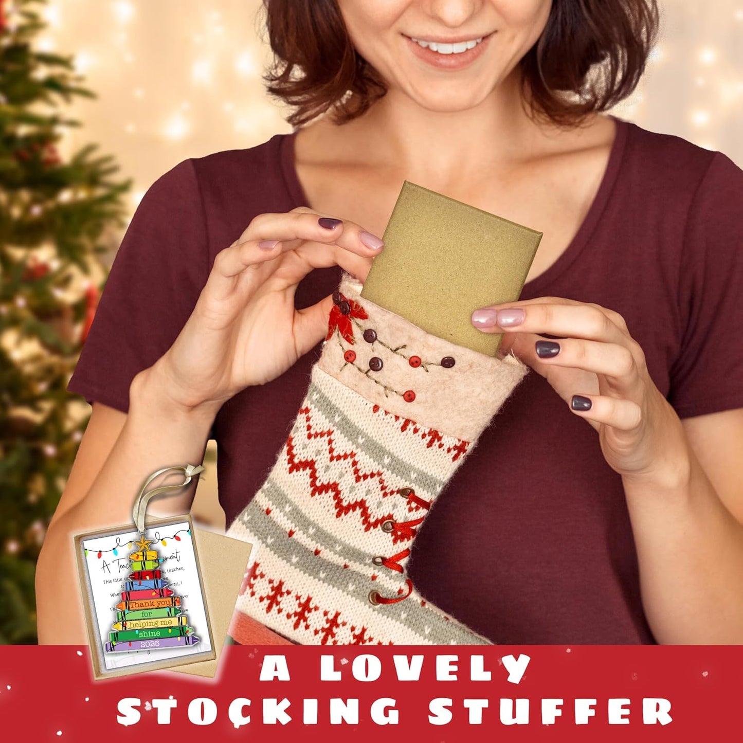 Pawzity Teacher Ornament - Teacher Gifts for Women, Gifts for Teachers Women - Teachers Christmas Ornaments - Dance Music Art Math English Kindergarten Daycare Teaching Oraments - Acrylic Ornament