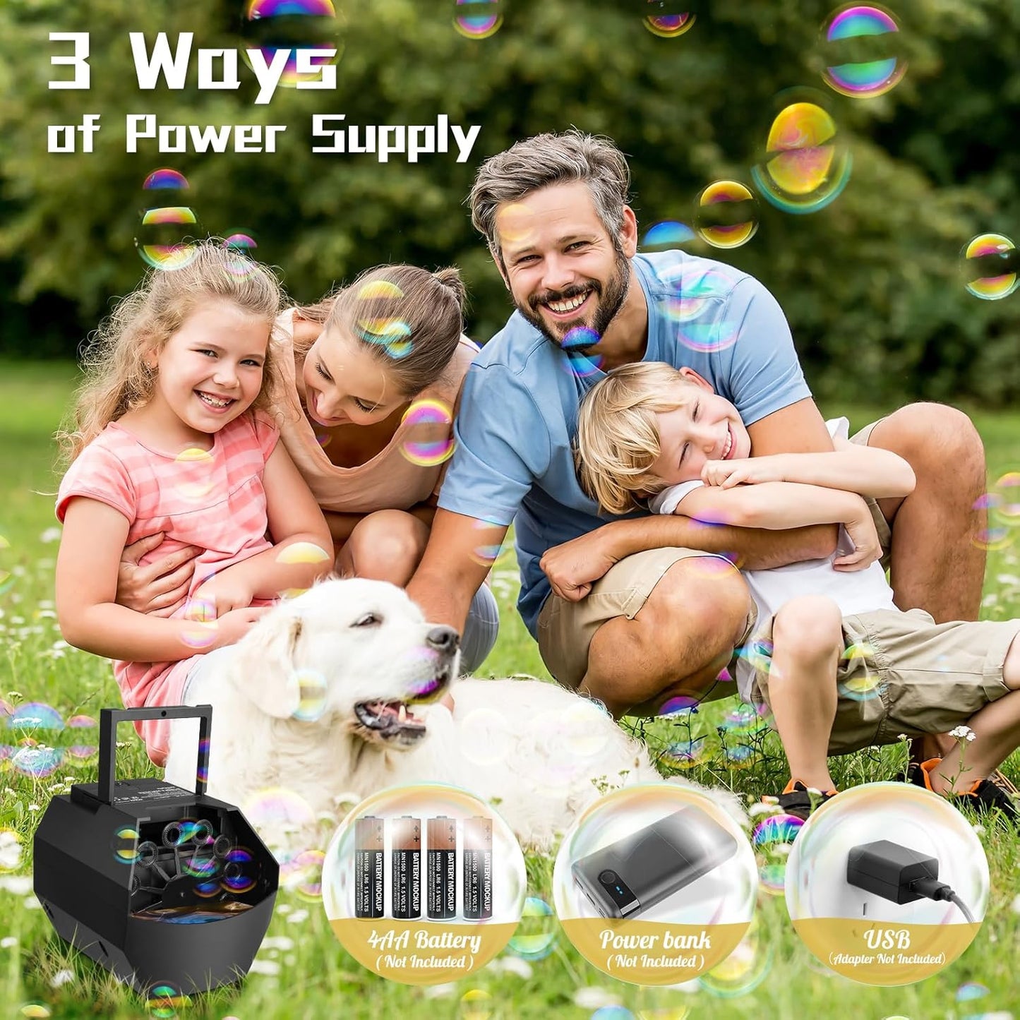 Theefun Bubble Machine: 500ML Automatic Bubble Blower Max 15000 Bubbles per Min for Kids and Toddlers, Battery or USB Operated Portable Bubble Maker for Parties Weddings Birthday Black